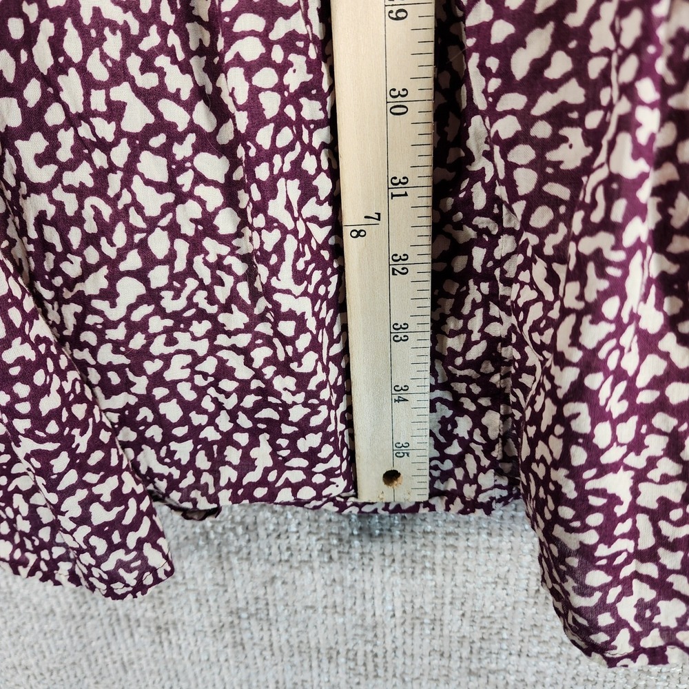 Gap Boho Tiered Cotton Gauze Dress Womens MT Tall Purple Cream Splotch Tie Neck - Picture 7 of 12